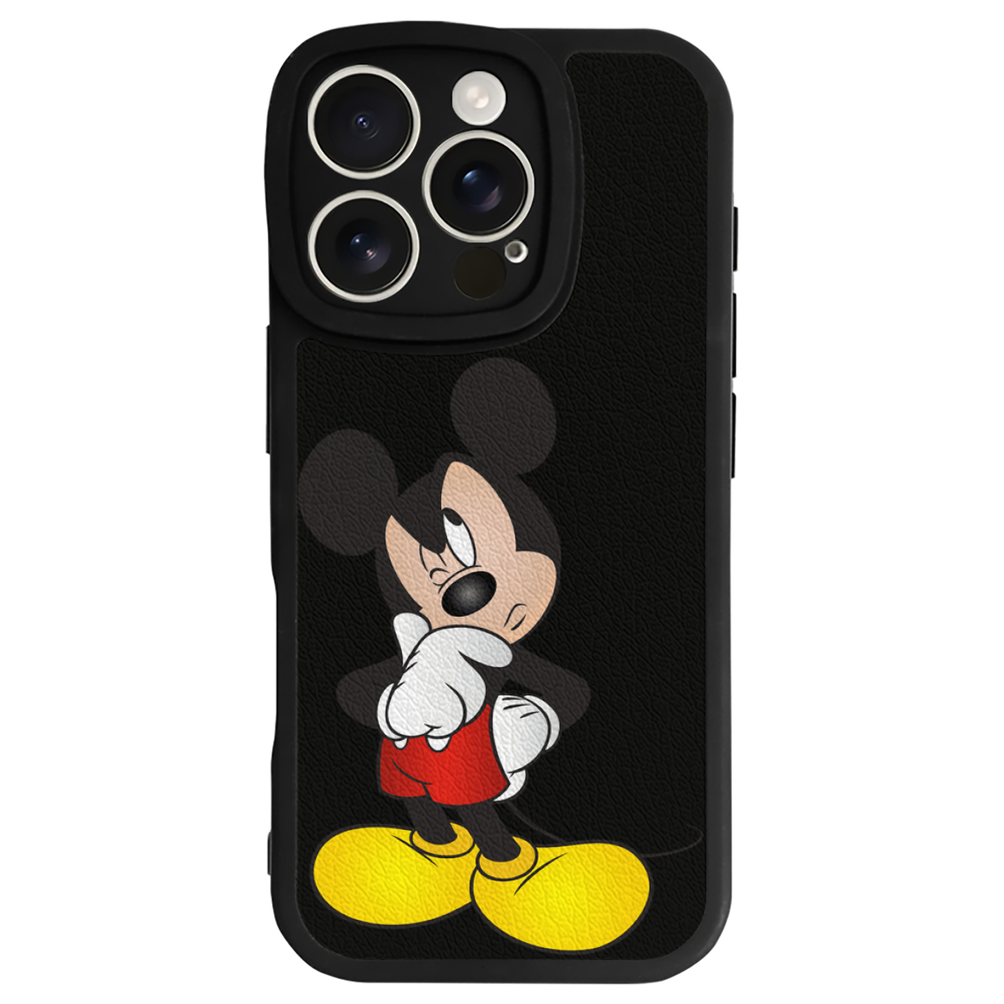 （画像用） ミッキーマウス Mickey Mouse 【iPhone 16シリーズ対応】シリコンスマホケース（レザー調） 材質：シリコン